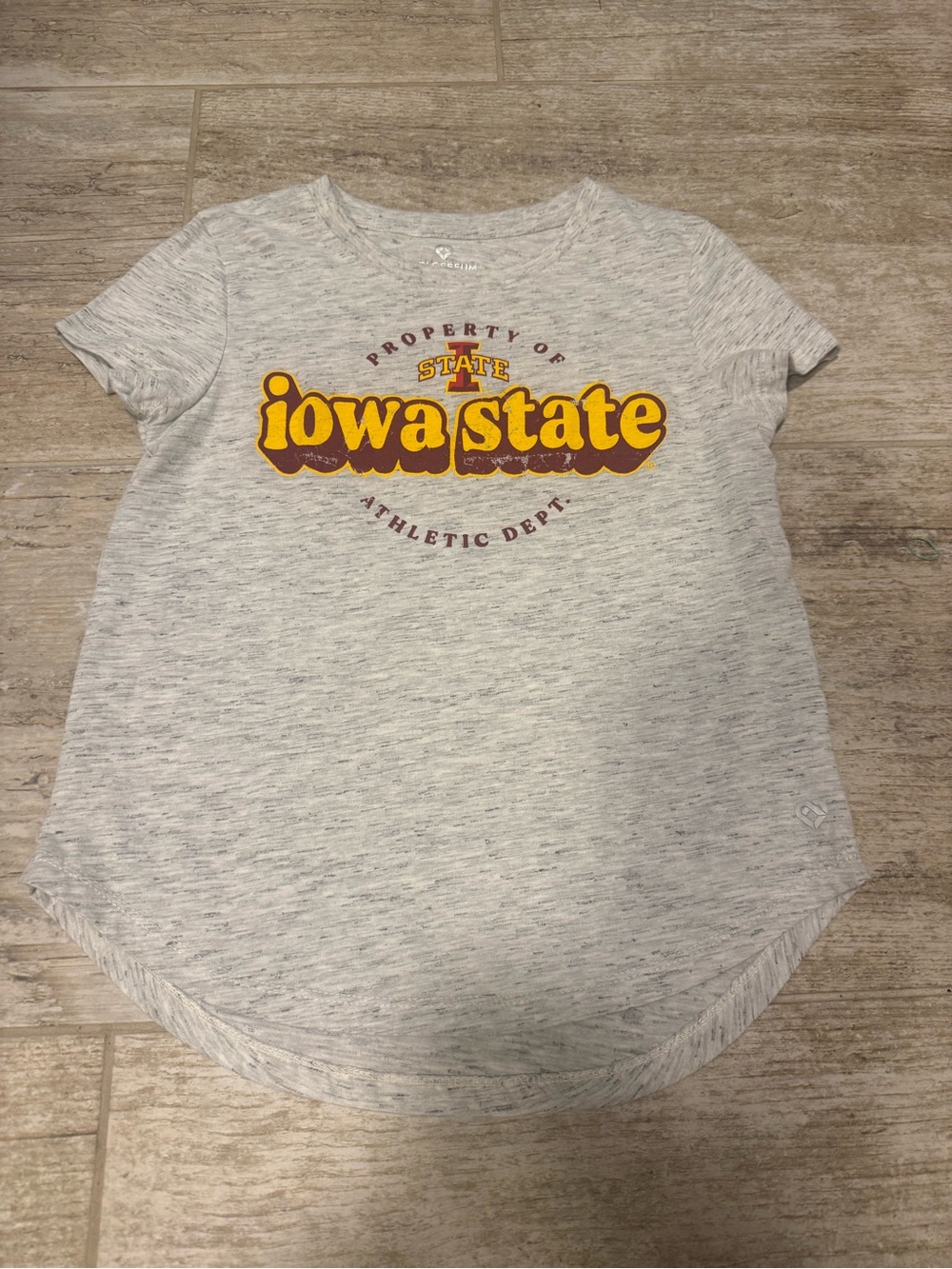 Iowa State Kids Grey Heather Tee with Yellow Logo
